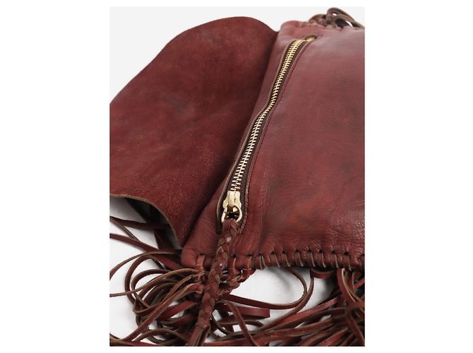 Autre Marque Bolso de mano de cuero marrón rosado con borla Castaño - vista 4