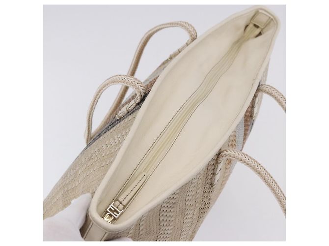 FENDI Tote Bag Canvas Beige Gold - vista 5