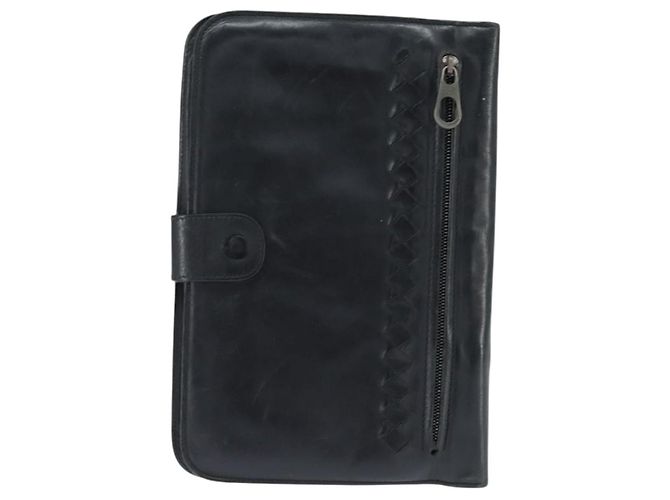 BOTTEGA VENETA INTRECCIATO Clutch Bag Leather Black - vista 3