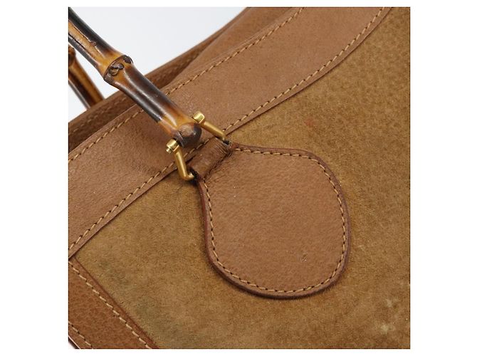 GUCCI Bamboo Hand Bag Suede Beige Gold 002 2058 0260 - vista 14