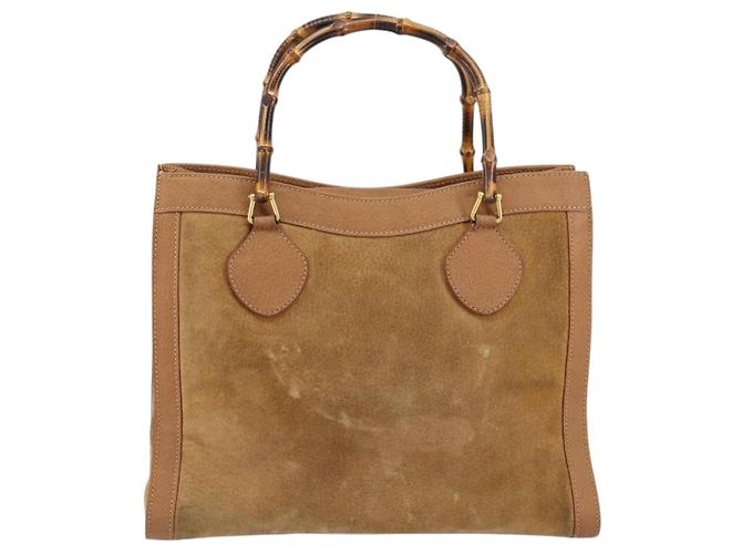 GUCCI Bamboo Hand Bag Suede Beige Gold 002 2058 0260 - vista 2