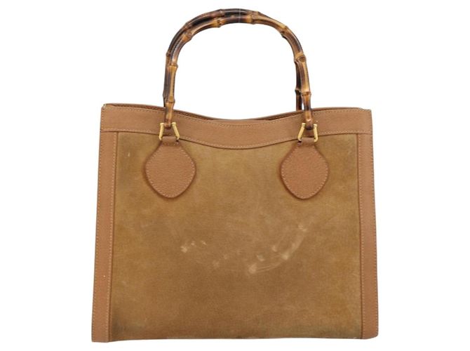 GUCCI Bamboo Hand Bag Suede Beige Gold 002 2058 0260 - vista 3