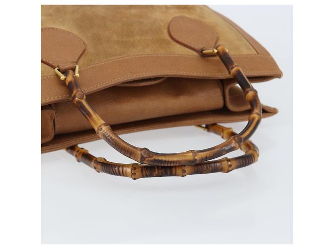 GUCCI Bamboo Hand Bag Suede Beige Gold 002 2058 0260 - vista 7