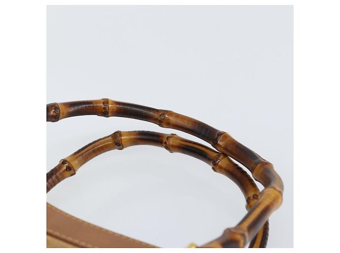 GUCCI Bamboo Hand Bag Suede Beige Gold 002 2058 0260 - vista 8