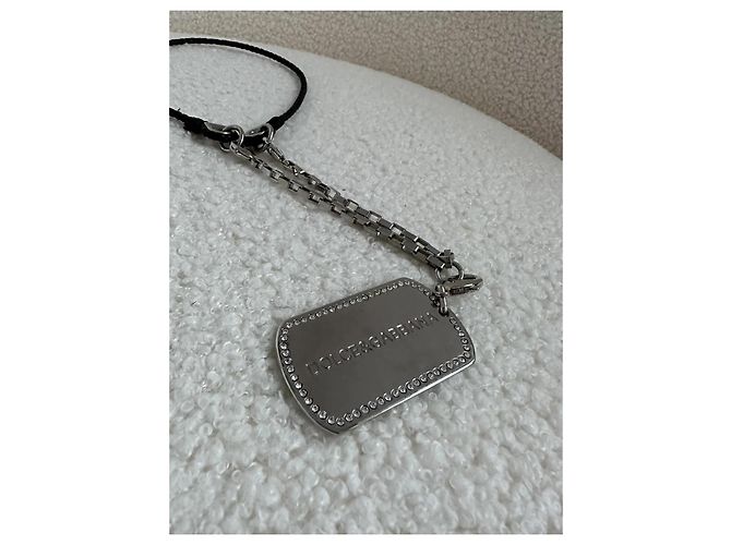 Collana Dog Tag Dolce & Gabbana con Cristalli Silver hardware - vista 2