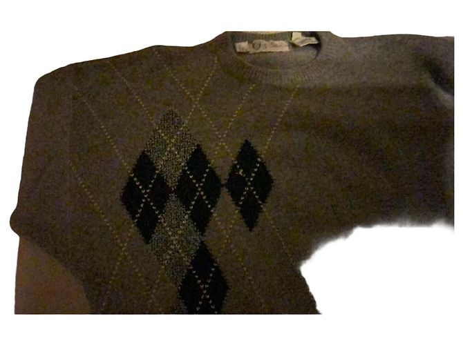 Pull Gucci en cachemire gris à motifs losanges Noir - vue 2