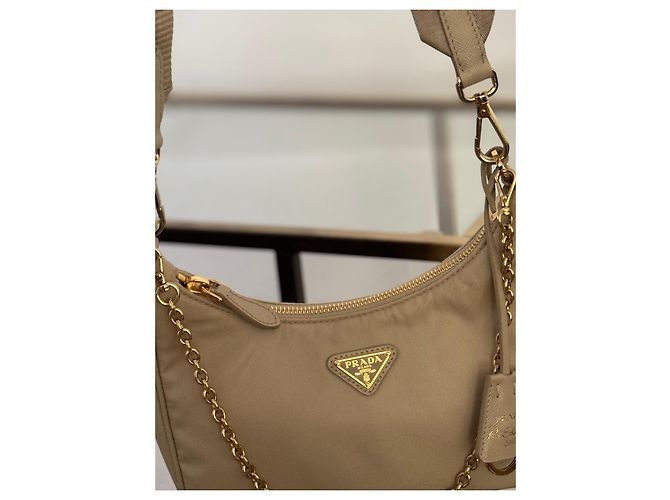 Bolso de hombro Prada Re-Edition 2005 de nylon Beige - vista 3