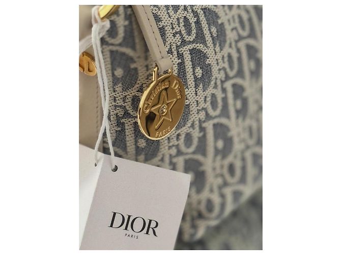 Christian Dior Oblique Diorstar Canvas Pouch Blau Beige Monogramm - Ansicht 3