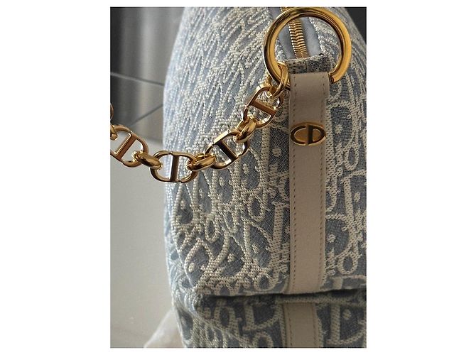Christian Dior Oblique Diorstar Canvas Pouch Blau Beige Monogramm - Ansicht 6