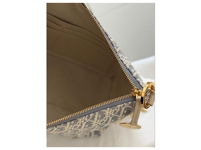 Christian Dior Oblique Diorstar Canvas Pouch Blau Beige Monogramm - Ansicht 8