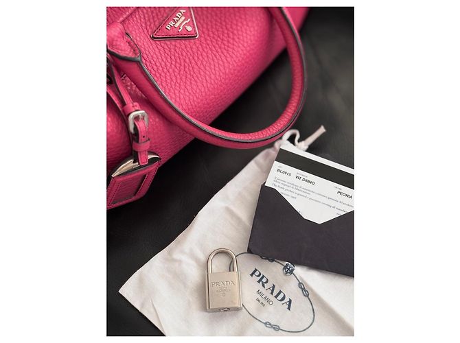 Prada Vitello Daino Bauletto Bolsa Satchel Rosa - vista 12