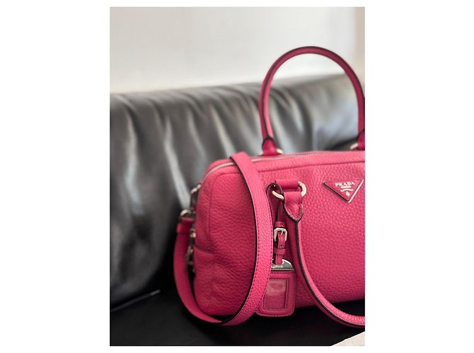 Prada Vitello Daino Bauletto Bolsa Satchel Rosa - vista 13