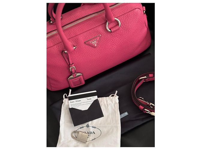 Prada Vitello Daino Bauletto Bolsa Satchel Rosa - vista 14