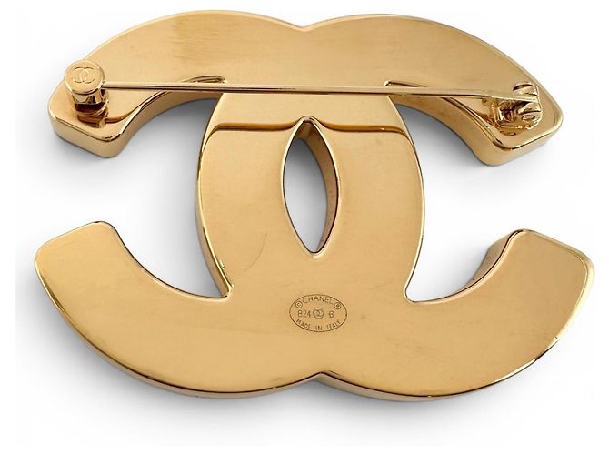 Broche Chanel B24B de resina chapada Coco Mark Negro Dorado - vista 3