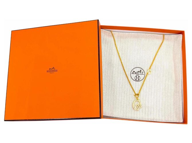 Hermès Pendentif Collier HERMES Tonnerre Blanc Doré - vue 2