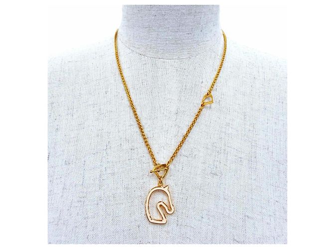 Hermès Pendentif Collier HERMES Tonnerre Blanc Doré - vue 3