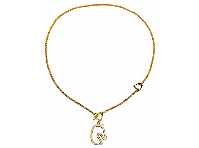 Hermès Pendentif Collier HERMES Tonnerre Blanc Doré - vue 5