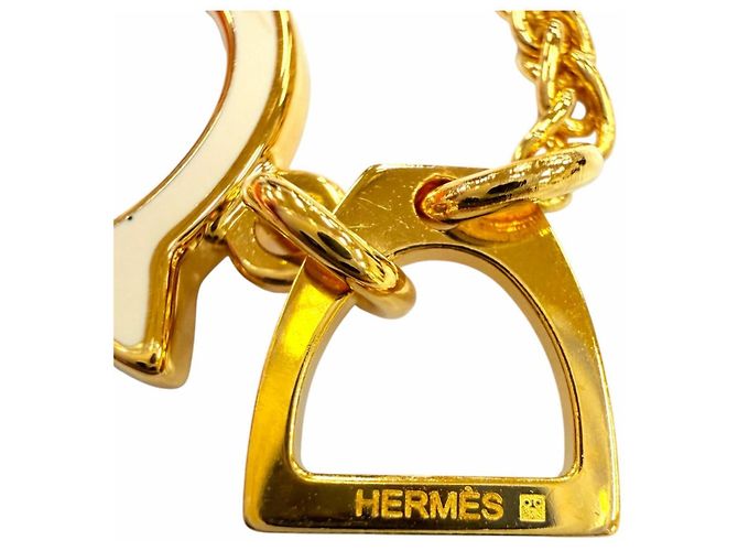 Hermès Pendentif Collier HERMES Tonnerre Blanc Doré - vue 8
