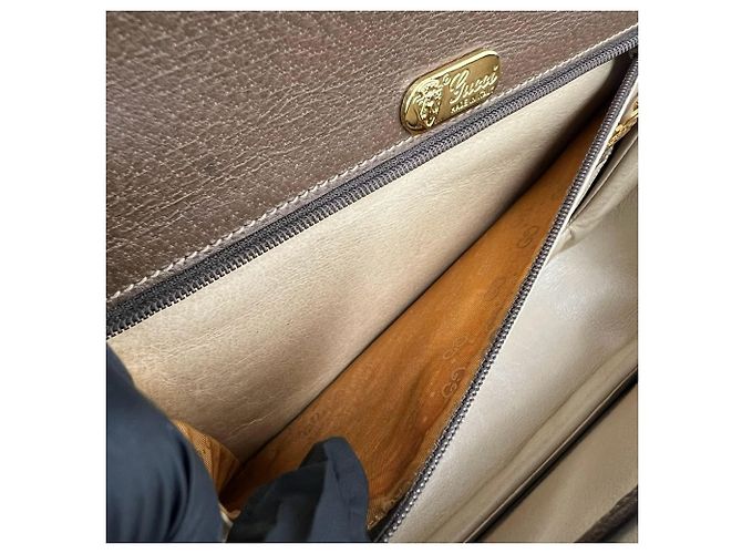 GUCCI Vintage Bamboo Turnlock Lederhandtasche Braun - Ansicht 10