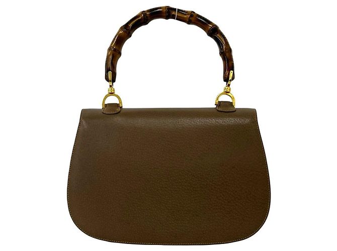 GUCCI Vintage Bamboo Turnlock Lederhandtasche Braun - Ansicht 3