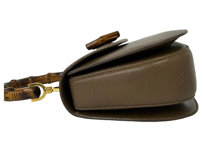 GUCCI Vintage Bamboo Turnlock Lederhandtasche Braun - Ansicht 5