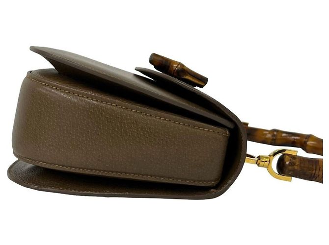 GUCCI Vintage Bamboo Turnlock Lederhandtasche Braun - Ansicht 6