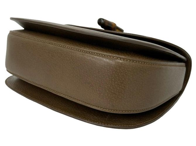 GUCCI Vintage Bamboo Turnlock Lederhandtasche Braun - Ansicht 8