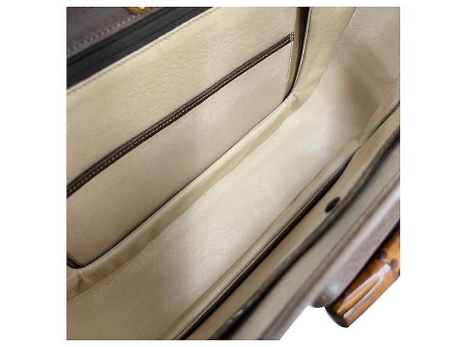 GUCCI Vintage Bamboo Turnlock Lederhandtasche Braun - Ansicht 9