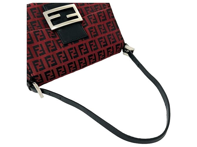 Fendi Zucchino Semi Shoulder Bag Schultertasche Schwarz Rot - Ansicht 4