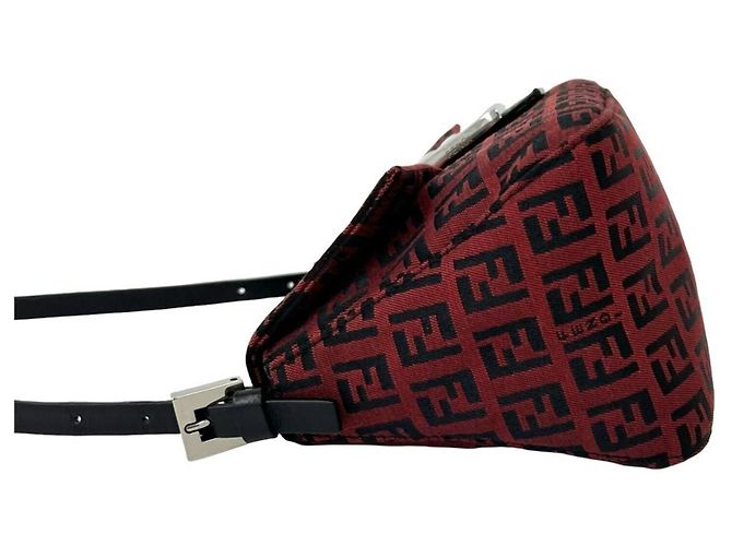 Fendi Zucchino Semi Shoulder Bag Schultertasche Schwarz Rot - Ansicht 5