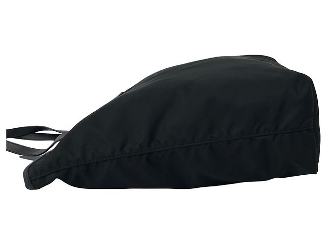 Borsa Tote Prada in Tessuto Pocono con logo triangolare in metallo Nero - vista 5