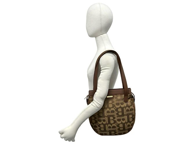 Burberry Vintage Logo Canvas Leather Shoulder Tote Schultertasche Braun - Ansicht 2