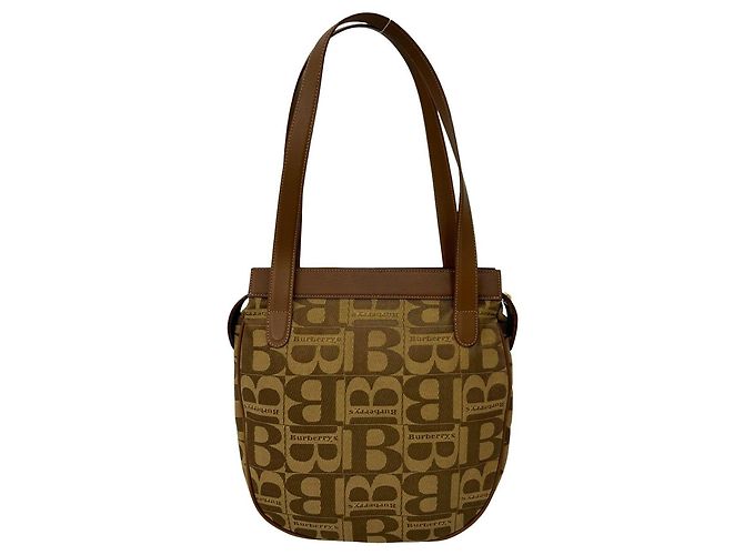 Burberry Vintage Logo Canvas Leather Shoulder Tote Schultertasche Braun - Ansicht 3