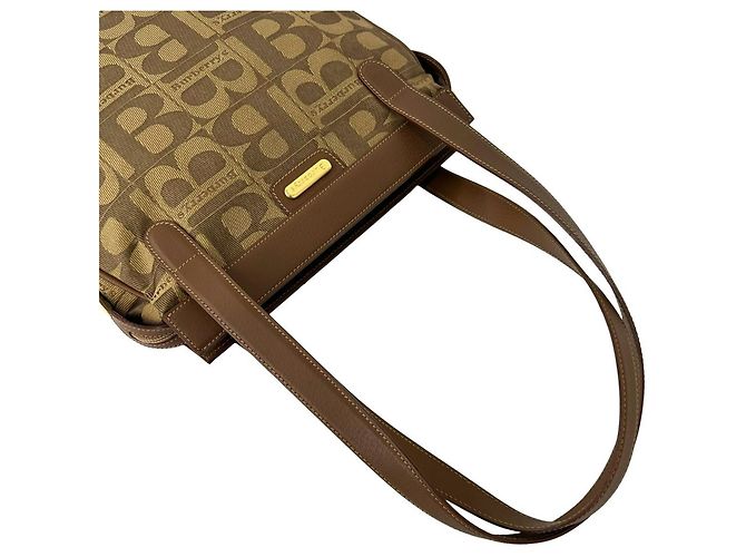 Burberry Vintage Logo Canvas Leather Shoulder Tote Schultertasche Braun - Ansicht 4
