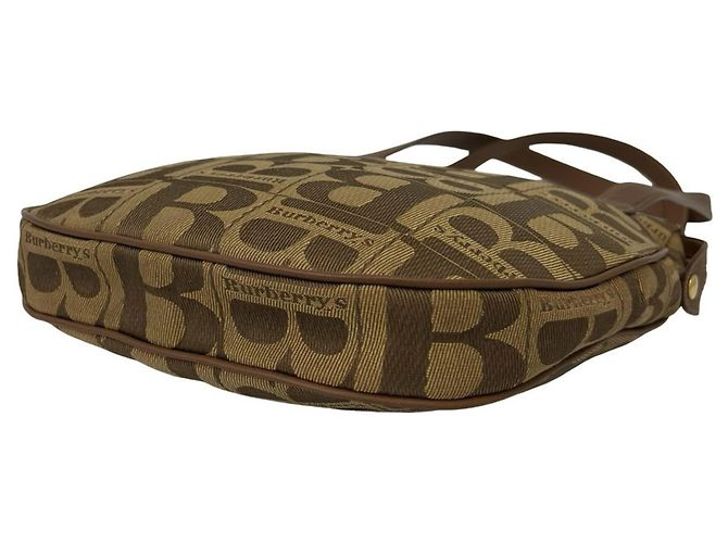Burberry Vintage Logo Canvas Leather Shoulder Tote Schultertasche Braun - Ansicht 8