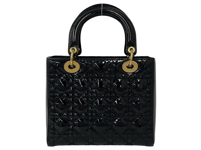 Borsa a tracolla Christian Dior Lady Cannage in pelle trapuntata Nero - vista 3