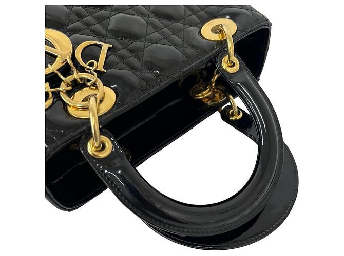 Borsa a tracolla Christian Dior Lady Cannage in pelle trapuntata Nero - vista 4
