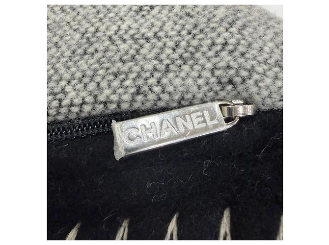 Almofada Chanel 18V em mistura de lã e cashmere Marrom Preto - vista 6