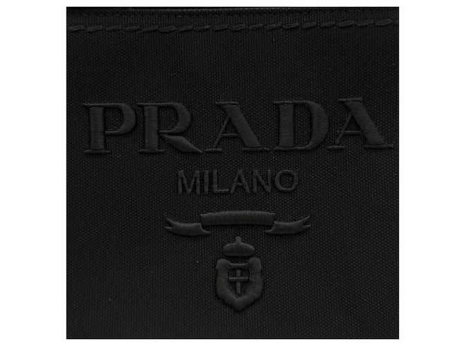 Tote Bolso de mano Prada Jardinière Small de lona de algodón Negro - vista 11