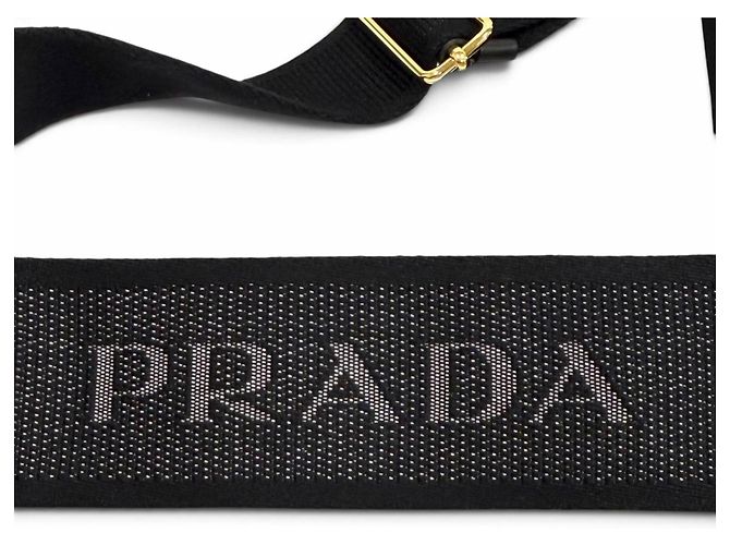Tote Bolso de mano Prada Jardinière Small de lona de algodón Negro - vista 12