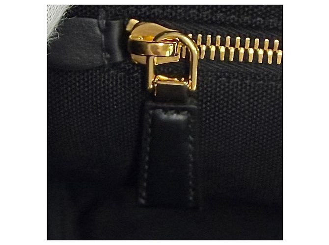 Tote Bolso de mano Prada Jardinière Small de lona de algodón Negro - vista 14
