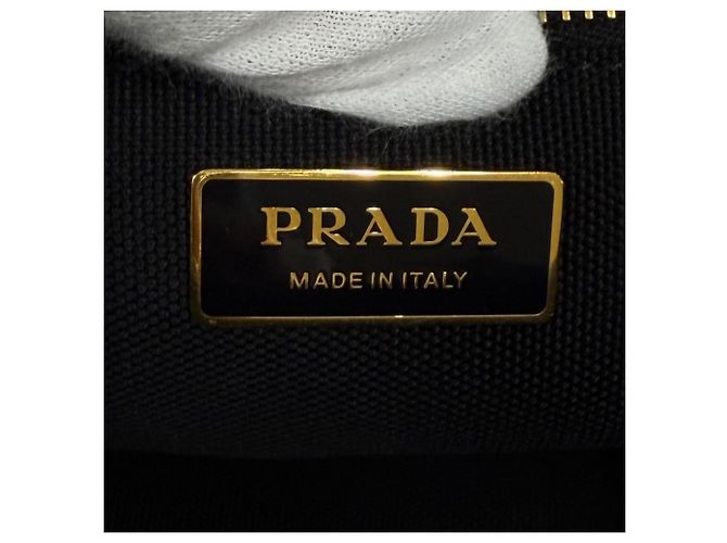 Tote Bolso de mano Prada Jardinière Small de lona de algodón Negro - vista 15