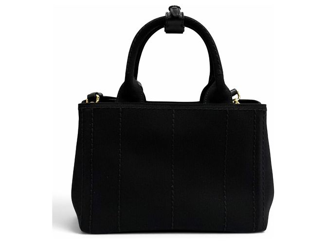 Tote Bolso de mano Prada Jardinière Small de lona de algodón Negro - vista 4