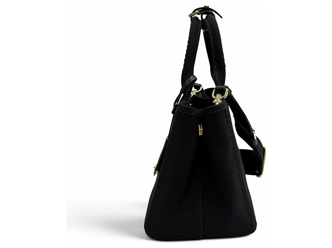 Tote Bolso de mano Prada Jardinière Small de lona de algodón Negro - vista 5