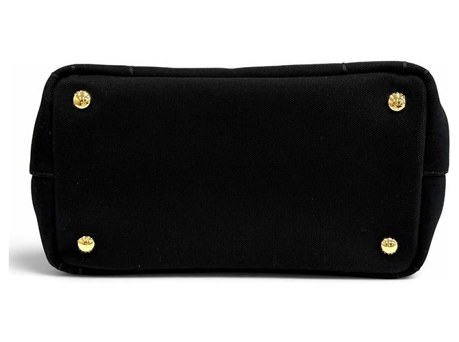 Tote Bolso de mano Prada Jardinière Small de lona de algodón Negro - vista 6