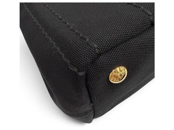 Tote Bolso de mano Prada Jardinière Small de lona de algodón Negro - vista 8