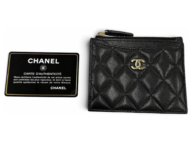 Chanel Kartenetui aus schwarzem genarbtem Kalbsleder - Ansicht 2