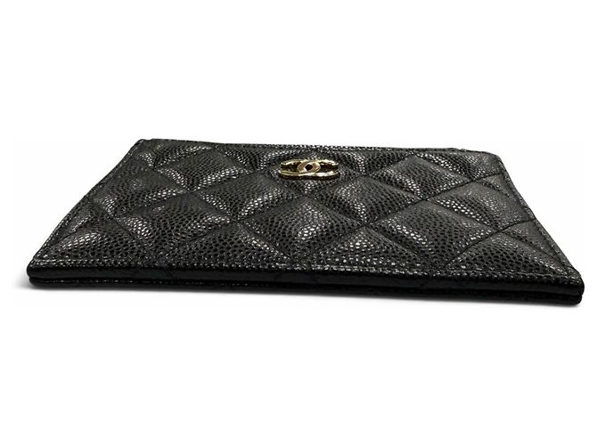 Chanel Kartenetui aus schwarzem genarbtem Kalbsleder - Ansicht 4