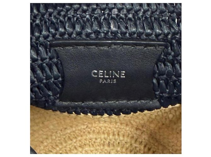 Big Bag Céline Borsa a tracolla Celine in rafia e pelle Nero - vista 10