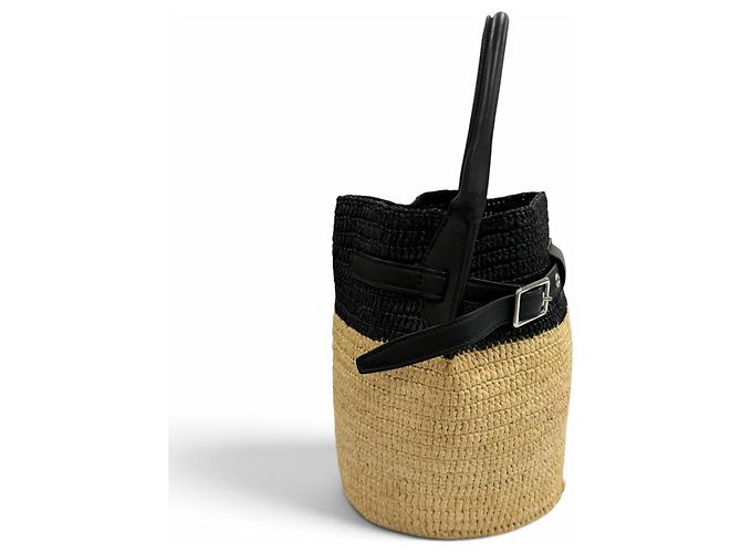 Big Bag Céline Borsa a tracolla Celine in rafia e pelle Nero - vista 4